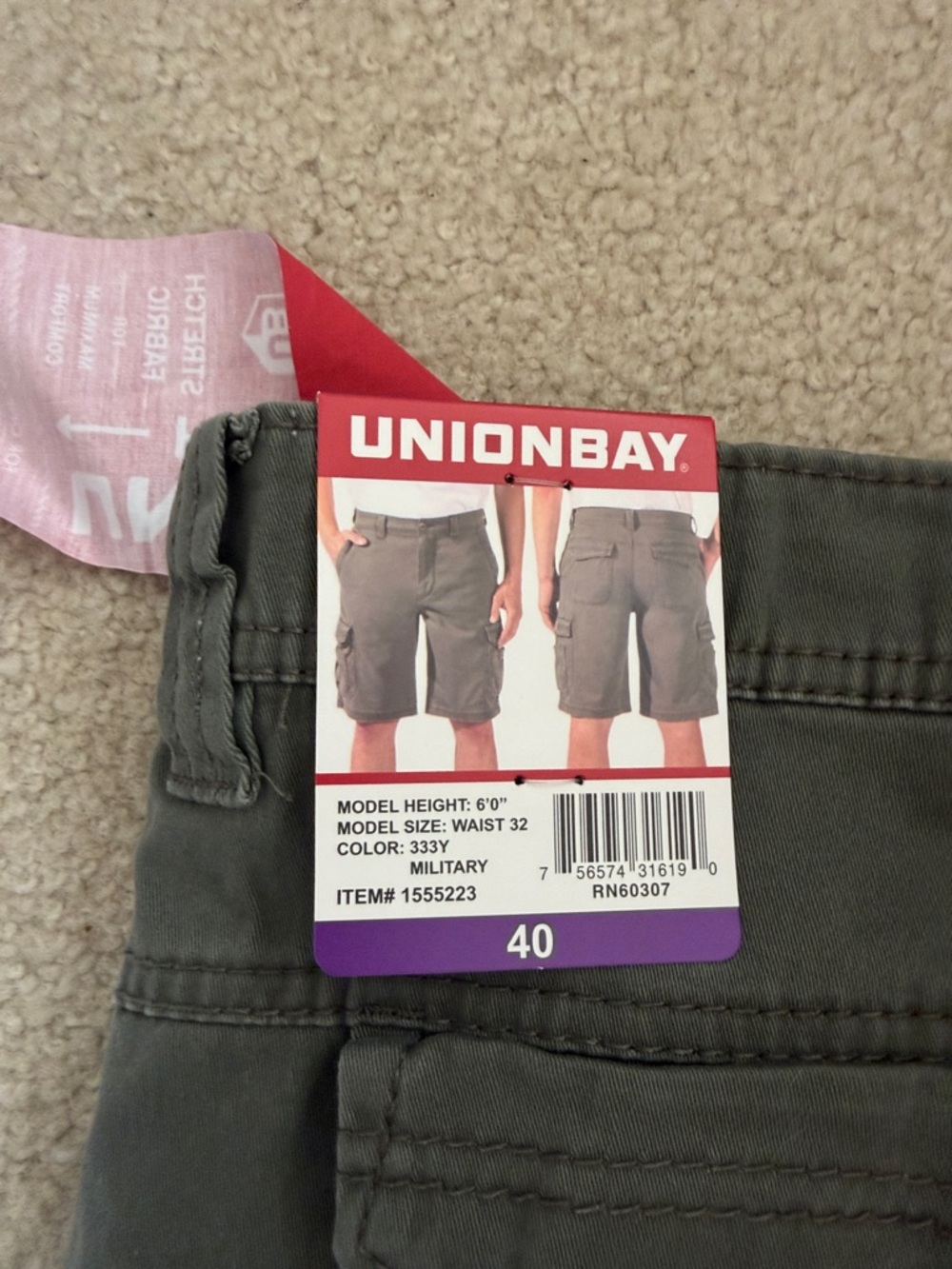UNIONBAY Olive Green Cargo Shorts with Side Pockets NWT men’s size 40 - Picture 5 of 6